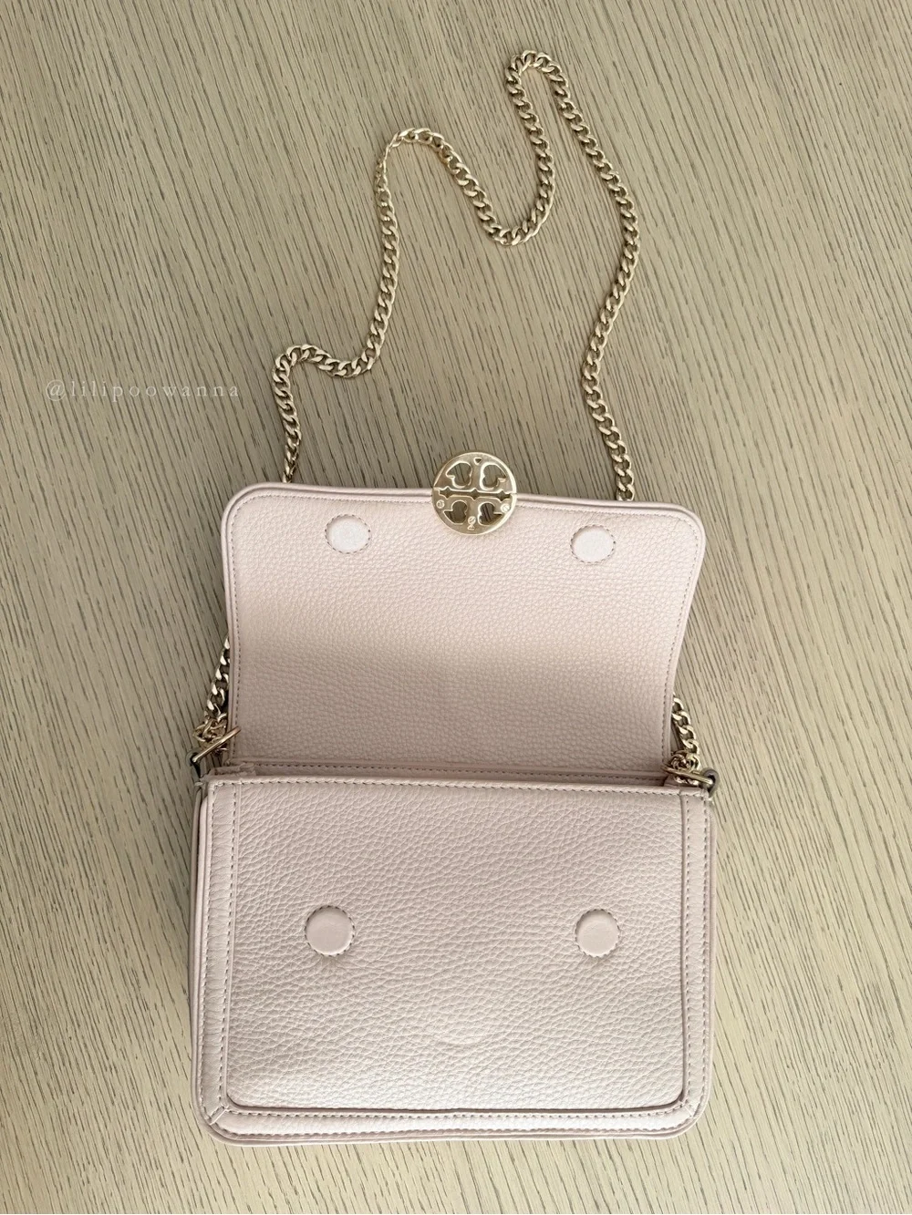 Tory Burch Blush Pink Pebbled Leather Chain Crossbody Bag